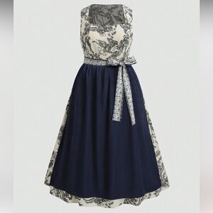 Elegant Navy and White Floral Dress